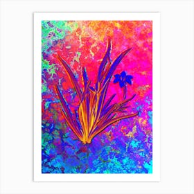 Fortnight Lily Botanical in Acid Neon Pink Green and Blue n.0293 Art Print