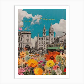 Dublin   Floral Retro Collage Style 4 Art Print