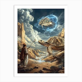 Man And A Turtle Galaxy Art Print