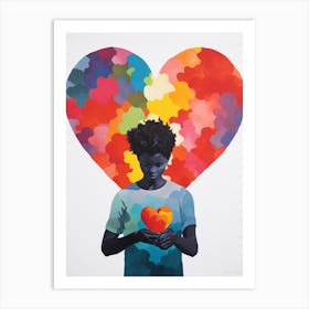 Person Holding A Heart With Heart In The Background Art Print