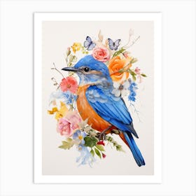 Bird With A Flower Crown Eastern Bluebird 1 Art Print