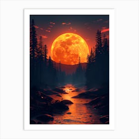 Full Moon In The Forest 2 Art Print