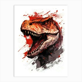 Aesthetic Abstract Watercolor Tyrannosaurus Art Print