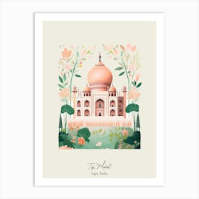 Taj Mahal   Agra, India   Cute Botanical Illustration Travel 0 Poster Art Print