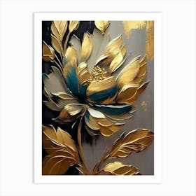 Gold Flower Painting 1 Art Print