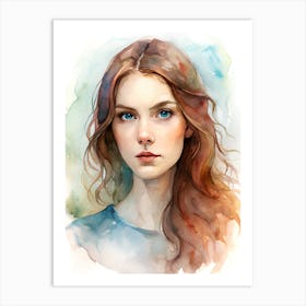 watercolor beautiful girl Art Print