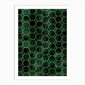 Hexagonal Green Abstract Pattern Art Print