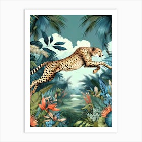 Cheetah Leaping In Jungle Poster