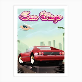 Sun Diego Sports car Art Print