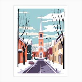 Retro Winter Illustration Reykjavik Iceland 3 Art Print