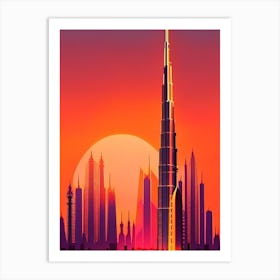 The Burj Khalifa Dubai Sunset Art Print