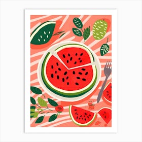 Watermelon Fruit Summer Illustration 2 Art Print