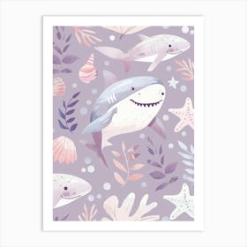 Purple Cookiecutter Shark Illustration 2 Art Print