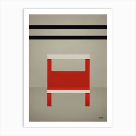 Minimal - Red  Bauhaus  Chair Art Print