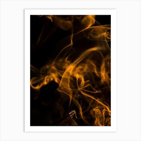 Fire Smoke On Black Background Art Print