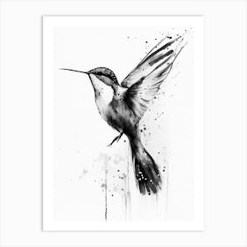 Hummingbird Symbol 1 Black And White Painting Art Print