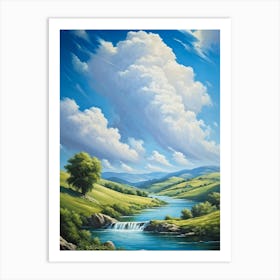 Cumulus Clouds Billowing Gentle Giants Against A Backdrop Of Vivid Azure Sky Tower Over A Varied (7) Art Print