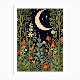 William Morris Moon And Flowers 9 Art Print