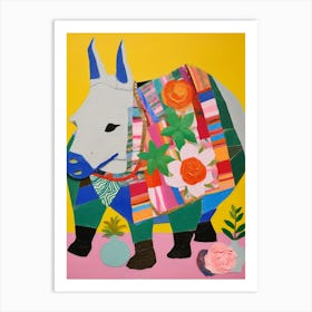 Maximalist Animal Painting Rhinoceros 2 Art Print