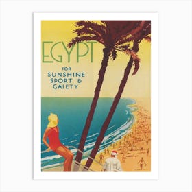 Egypt Vintage Travel Poster, Beach, Summer Art Art Print