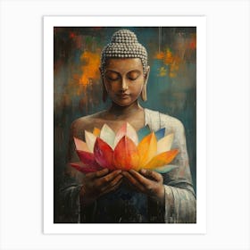 Buddha Holding Lotus Art Print