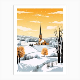 Retro Winter Illustration Cotswolds United Kingdom 2 Art Print
