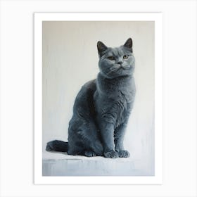 Russian Blue Cat Painting 1 Art Print