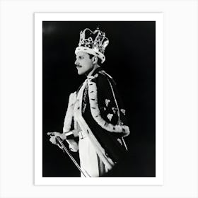 Singer Freddie Mercury Dressed As A King During A Performance With His Group Queen At Wembley Stadium In London, 15th July 1986 Art Print