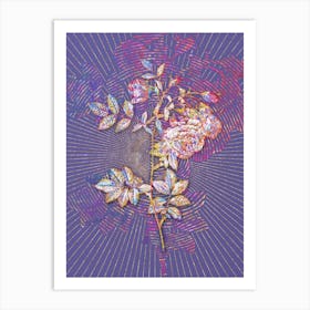 Geometric Turnip Roses Mosaic Botanical Art on Veri Peri Art Print