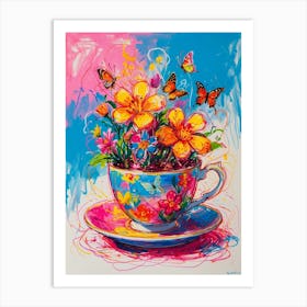 Teacup With Butterflies 2 Art Print
