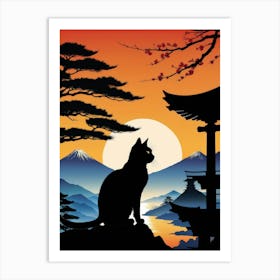 Japan Cat Art 17 Art Print