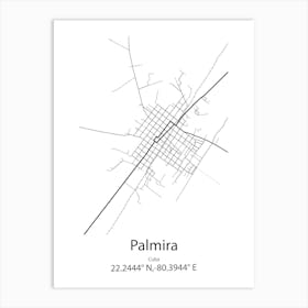 Palmira,Cuba Minimalist Map Art Print