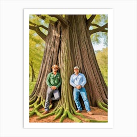 Two Men In Front Of A Tree Art Print