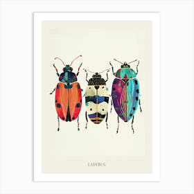 Colourful Insect Illustration Ladybug 29 Poster Art Print
