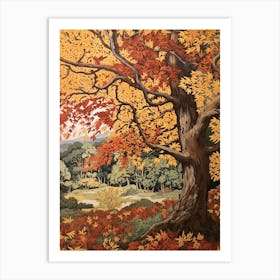 Hornbeam Vintage Autumn Tree Print  Art Print