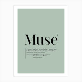 Muse. Dictionary Definition of Word. Sage Green Art Print