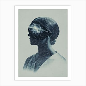 Girl With A Galaxy In Her Head Art Print