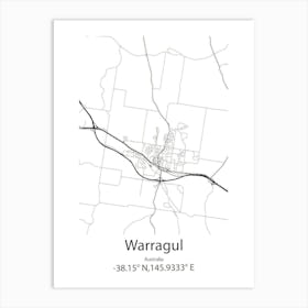 Warragul,Australia Minimalist Map Art Print