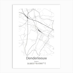 Denderleeuw,Belgium Minimalist Map Art Print