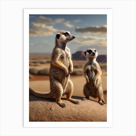 Meerkats In The Desert 1 Art Print