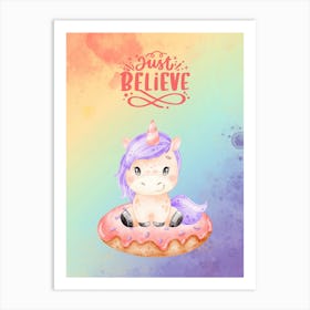 Just Believe Unicorn Art Print