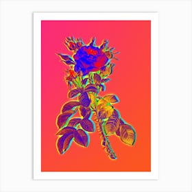 Neon Lelieur's Four Seasons Rose Botanical in Hot Pink and Electric Blue n.0019 Art Print