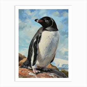 Adlie Penguin Bartolom Island Oil Painting 4 Art Print