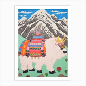 Maximalist Animal Painting Yak 2 Art Print