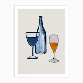 Australian Sparkling Wine 2 Picasso Line Drawing Cocktail Poster Art Print