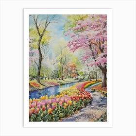 Tulips In The Park 3 Art Print