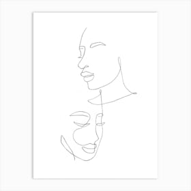 Portrait Of A Woman, line art woman faces Art Print