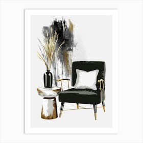 Black And Gold Living Room 3 Art Print