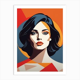 Pop Art Woman Portrait Abstract Geometric Art (36) Art Print