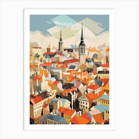 Kraków, Poland, Geometric Illustration 1 Art Print